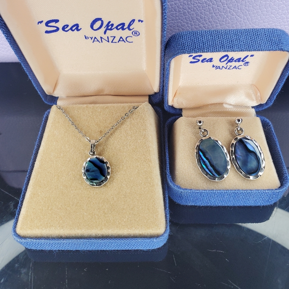 Sea Opal Necklace and Earrings Set